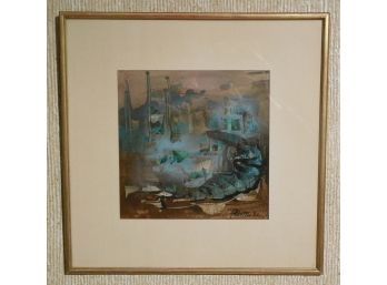 Mid Century Modernist Abstract Painting - By Yasmine - Framed In Paris V