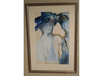 Ellen Lanyon (1926 - 2013) Original Watercolor Painting - Mid Century Modernist Figure