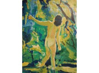 John Gwinn (Born 1936) Very Large 32 X 39 Original Oil Painting On Board - Female Nude
