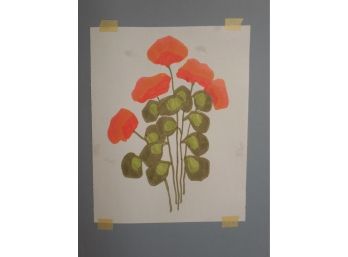 Calvin Jacob Libby (1931-1998)  Large Poster Size Original Silkscreen Print & Original Work  3pc Lot - Poppies