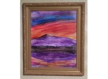 Original Abstract Vitreous Flux Watercolor Painting By Contemporary NH Artist - Mount Chocorua