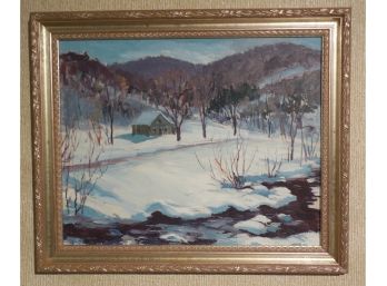 Frederick J. Wilder (1893 - 1977) Original Oil Painting - Vermont Impressionist  Winter Landscape Circa 1938