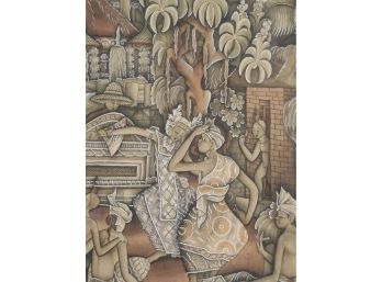 Ida Bagus Ketut Warta (20th Century) Indonesian Original Watercolor / Gouache With Figures