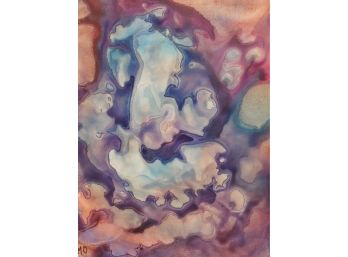 Original Abstract Vitreous Flux Watercolor Painting By Contemporary NH Artist
