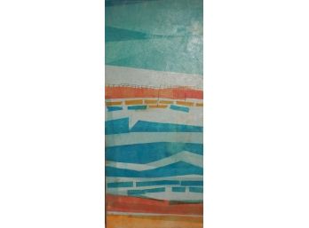Mid Century Modern Collage On Canvas - Nautical Scene By Nault