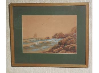 Early 20th Century Original Watercolor Painting - Seascape - In The Style Of William Paskell
