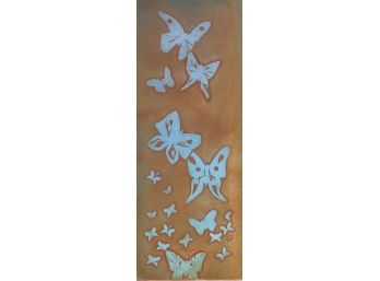 Mid Century Modernist Original  Collagraph Artist Signed By Emily Marks - Blue Butterflies