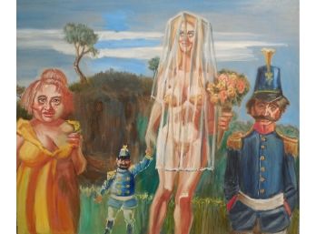 Herbert Leopold (1920-2009) Large Original Surreal Oil Painting - The Bride To Be