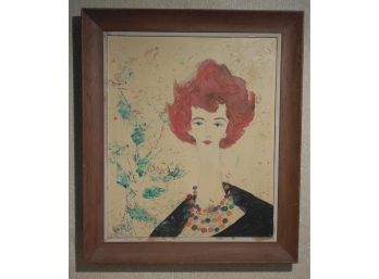 Very Large Mid Century Modern Oil Painting Of A Woman - Unsigned