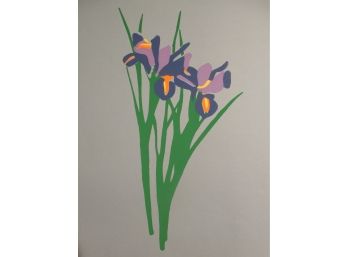 Calvin Jacob Libby (1931-1998)  Large Poster Size Original Silkscreen Print & Original Work  3pc Lot - Irises