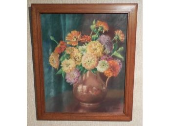 Fine Early 20th Century Floral Pastel Painting By Johnson