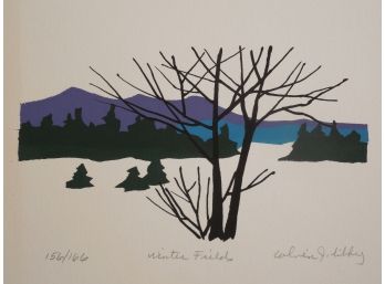 Calvin Jacob Libby (1931 - 1998) Original Mid Century Signed & Numbered Silkscreen Print 'Winter Fields'