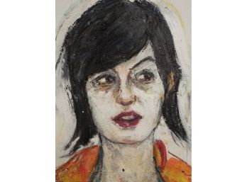 20th/ 21st Century Original Painting Of A Woman - Orange Shirt 13 X 17