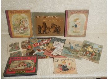 Lot Of Victorian Chromolithographic Children Books