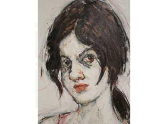 20th/ 21st Century Original Painting Of A Woman - Brunette With Ponytail