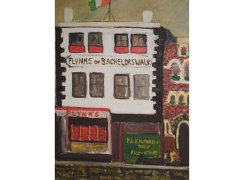 Mid 20th Century Original Oil Painting - Flynn's Of Bachelorswalk - Dublin Ireland