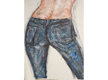 20th/ 21st Century Original Painting  Of A Woman  - Blue Jeans - Last One