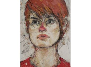 20th/ 21st Century Original Painting  Of A Woman - 2 Sided - Short Red Hair & Dark Hair