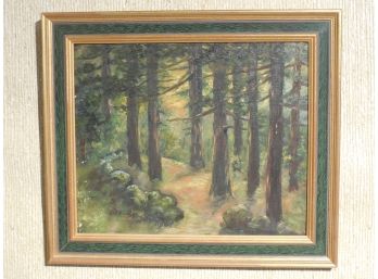 Mid 20th Century Original Oil Painting - Artist Signed - Woodland Interior