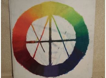 Late 20th Century Original Oil Painting On Masonite - Modernist - Rainbow Anarchy