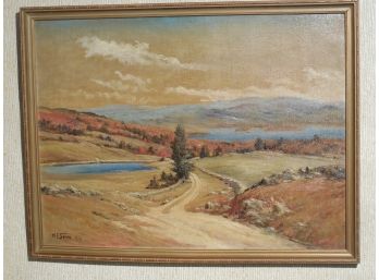 Warren Francis Snow (1869 - 1962) 1944 Original Oil Painting Of Lake Waukewan Meredith, NH