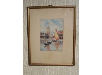 Early 20th Century Original Watercolor Painting - Italy - Italian Boats - Artist Signed