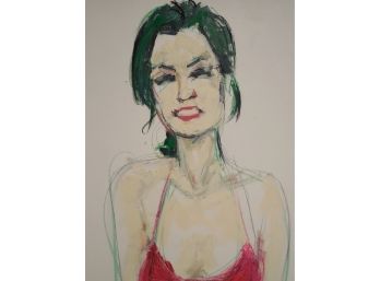 20th/ 21st Century Original Painting Of A Woman - In Red Top