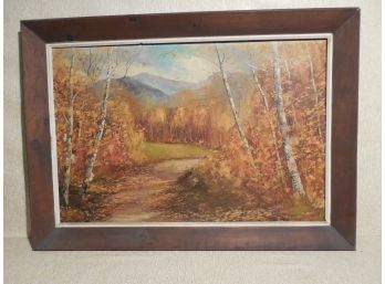 Large Mid 20th Century Original Oil Painting Landscape - Mount Washington From Conway NH By Frost