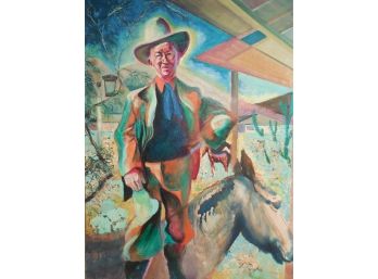 Paul Hollister (1918 - 2004) - Original Modernist Oil Painting -  J Cheney Wells Palm Springs Ranch 1947/48