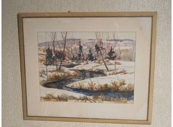 Mid 20th Century Original Watercolor - Winter Landscape - By Richard Greene
