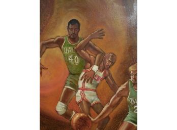 Herbert Leopold Original Oil On Board -Basketball Scene