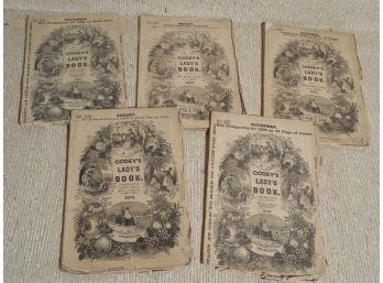 Lot Of 5 19th Century Godey's Lady's Books