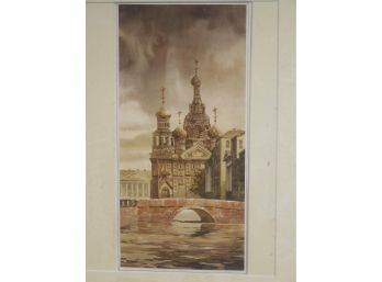 Original Watercolor St Petersburg, Russia, Church Of Spilled Blood - Artist Signed ?
