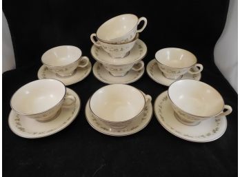 Set Of 7 Lenox Brookdale Cups & Saucers
