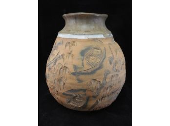 Large Mid Century Hand Thrown Pottery Vase - Artist Signed
