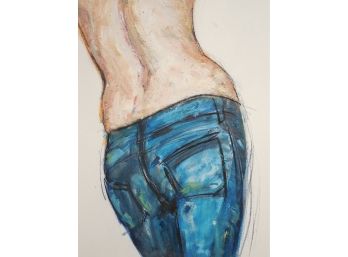20th/ 21st Century Original Painting Of A Woman - Blue Jean Torso