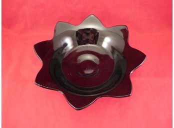 Vintage Fenton Glass Flower Form Bowl - Black Glass