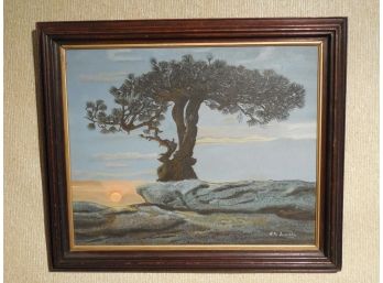 Late 20th Century Original Oil Painting - Very Cool Tree - Artist Signed A M Loiselle ?