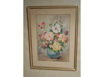 Mid 20th Century Original Floral Watercolor Painting By Barbara Vassileff