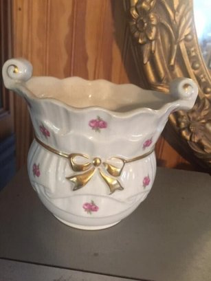 Vintage Rare Goldscheider 'Southern Belle Dress' Planter Or Vase With Roses