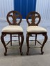 Ornate Edwardian Style Bar With Granite Or Marble Top And 2 Matching Bar Stools