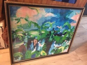 Vintage 1972 Boca Raton Florida Impressionist Painting At Golf Course