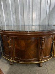 Ornate Edwardian Style Bar With Granite Or Marble Top And 2 Matching Bar Stools