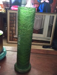 Vintage Tall Green Glass Vase
