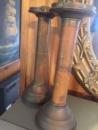 Awesome Antique Brass And Possibly Copper? Candlestick Holders