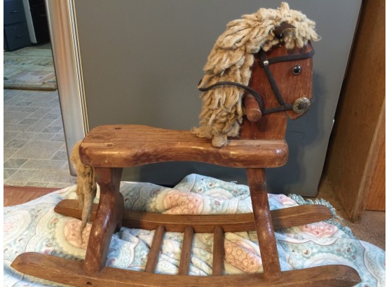 Antique Ride On Rocking Horse Wool Mane And Tail