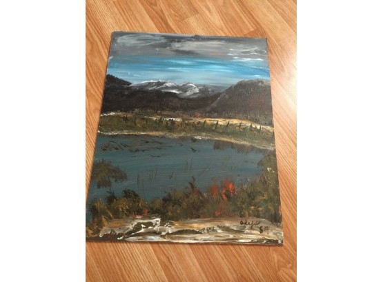 Vintage Nevada Mountain Landscape Painting