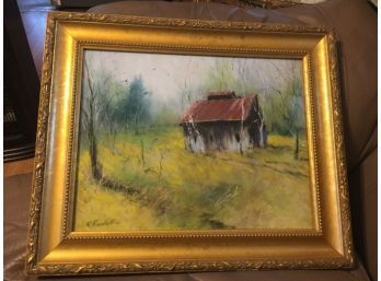Impressionist Barn Landscape Pastel