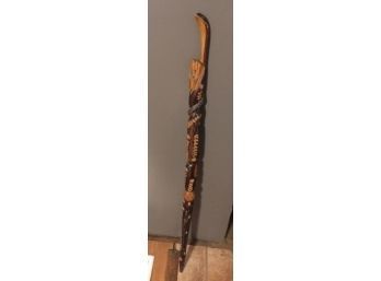 Vintage Carved Hiking Stick Or Cane-Very Unique With Snake Head Handle/WILL SHIP OR FOR PICKUP