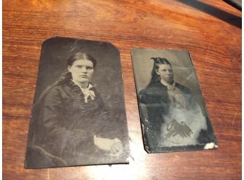 Two Civil War Era Tin Type Photos Of Women/ WILL SHIP OR FOR PICKUP